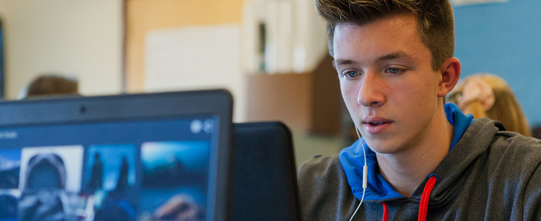 A photo of a student using a computer