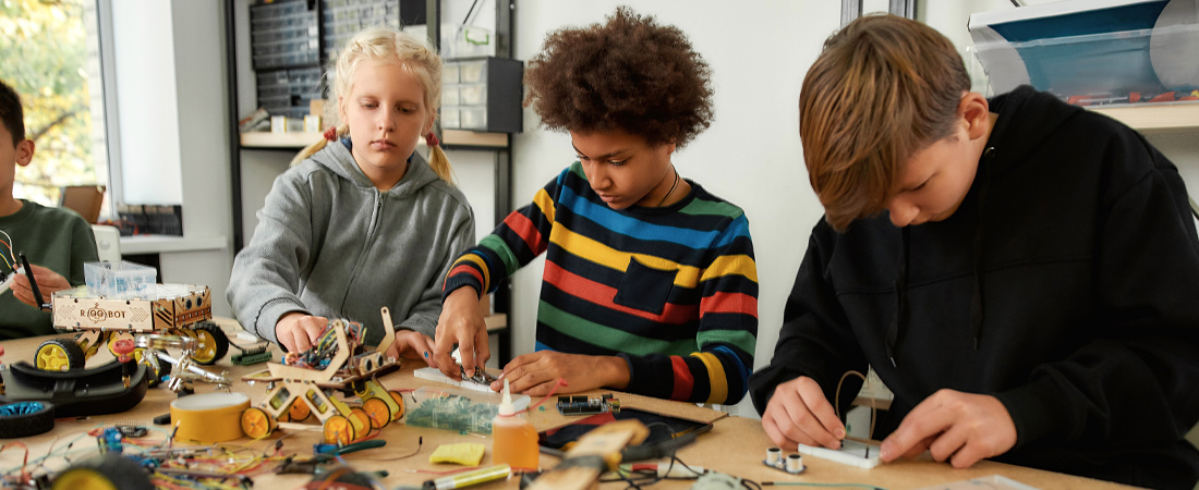 A photo of young people engaged in STEM activities