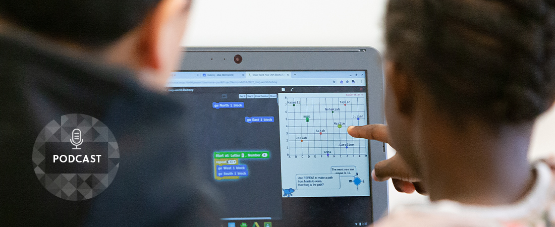 A photo of student using computer representing Could Learning to Program Help Young Children Learn Math?