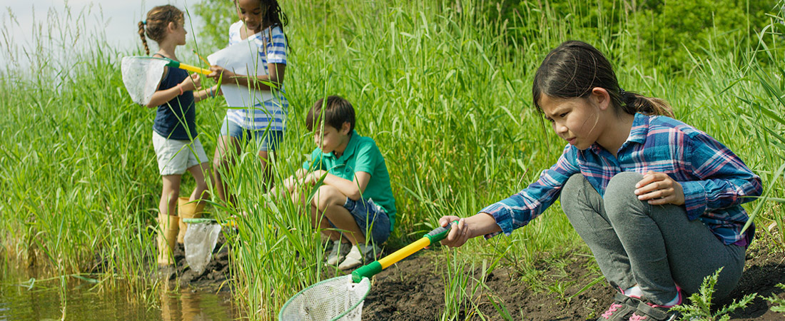 A photo of children engaged in science