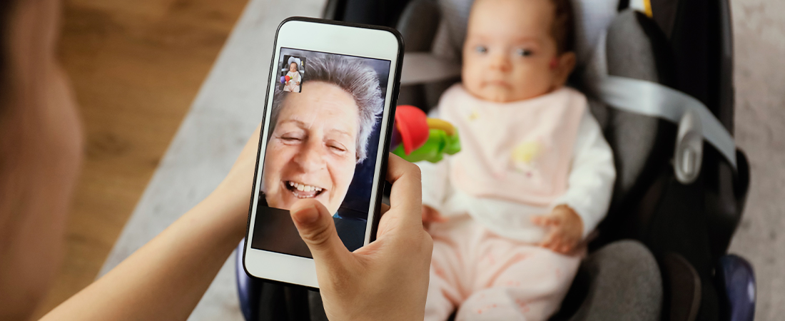 A photo of an older adult using facetime