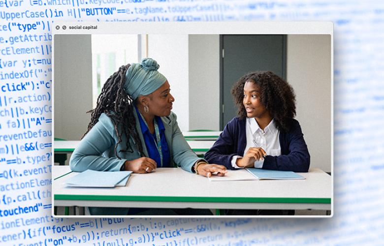 A photo of student and mentor representing Breaking Barriers: Empowering Black Women in STEM through Google Code Next’s Team Edge