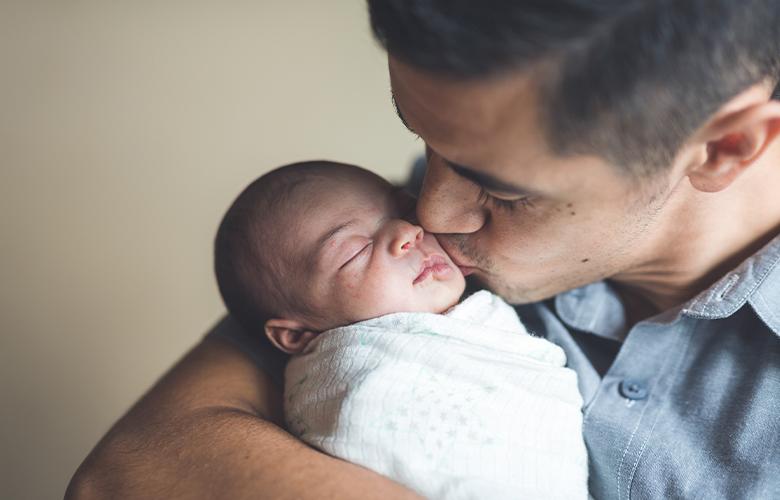 A photo of father and child