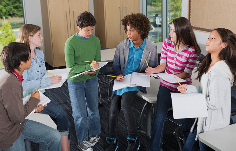 A photo of a classroom 