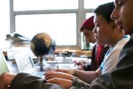 Picture of students using computers.