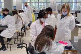 A classroom photo from Amgen Biotech Experience