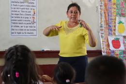 A photo of a teacher in Honduras